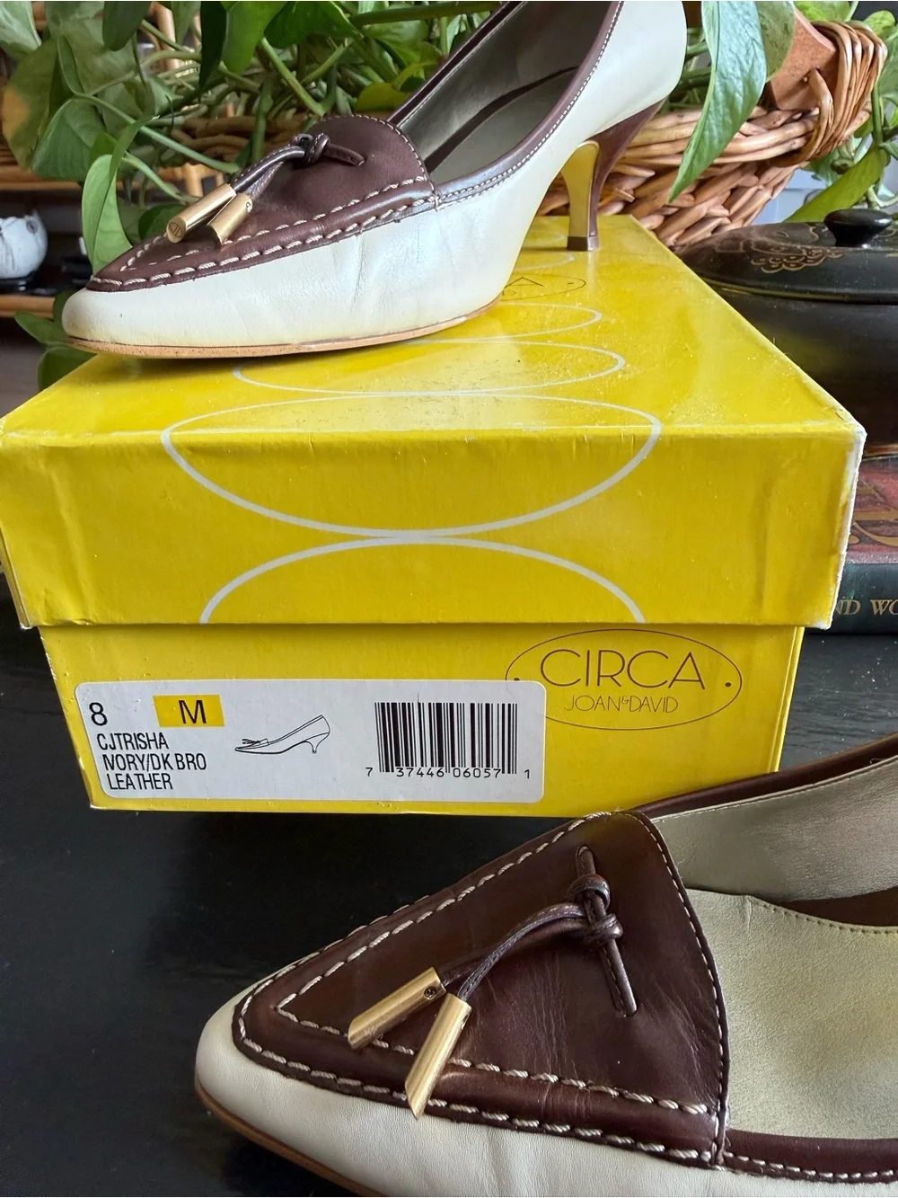 Circa Joan & David CJTRISHA Two Tone Leather Tassel Loafer Pumps Kitten Heel 8M